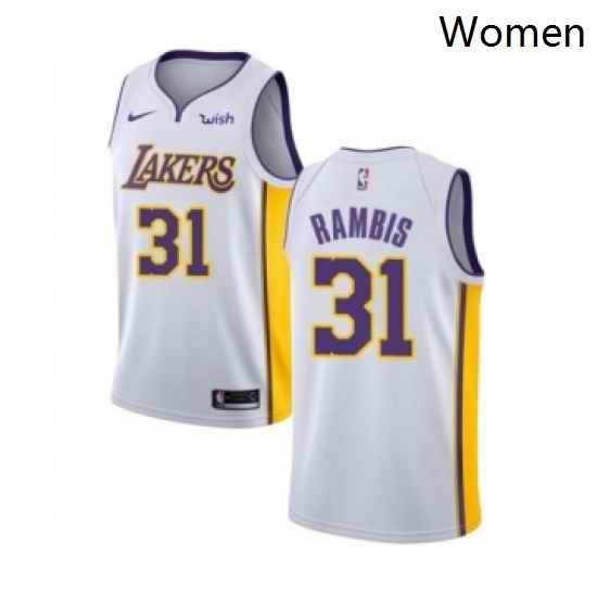 Womens Los Angeles Lakers 31 Kurt Rambis Authentic White Basketball Jersey Association Edition